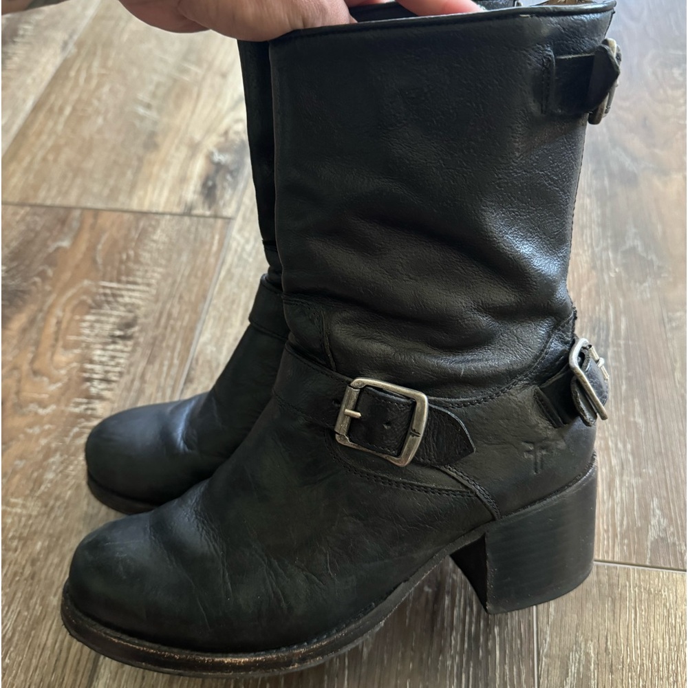 FRYE Authentic Moto boots with back buckles